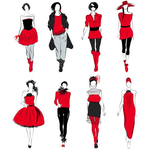 500x500 Vector Fashion Girls Design Elements