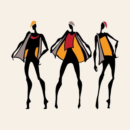 450x450 Beautiful Woman Silhouette Hand Drawn Fashion Illustration