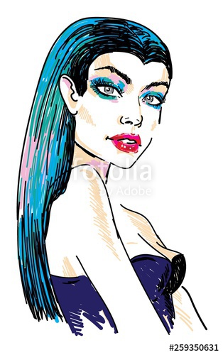 314x500 Figure Girl Long Straight Hair, Makeup Drawing Markers, Pop Art