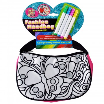 360x360 Color Your Own Glitter Fashion Handbag With Markers