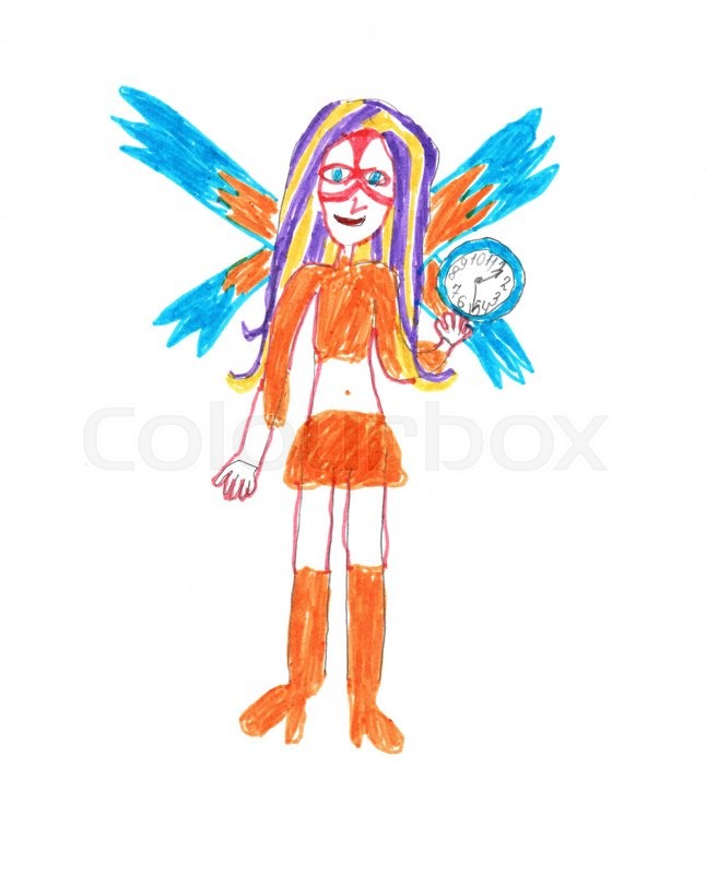 646x800 Color Child's Drawing Drawn With Stock Image Colourbox