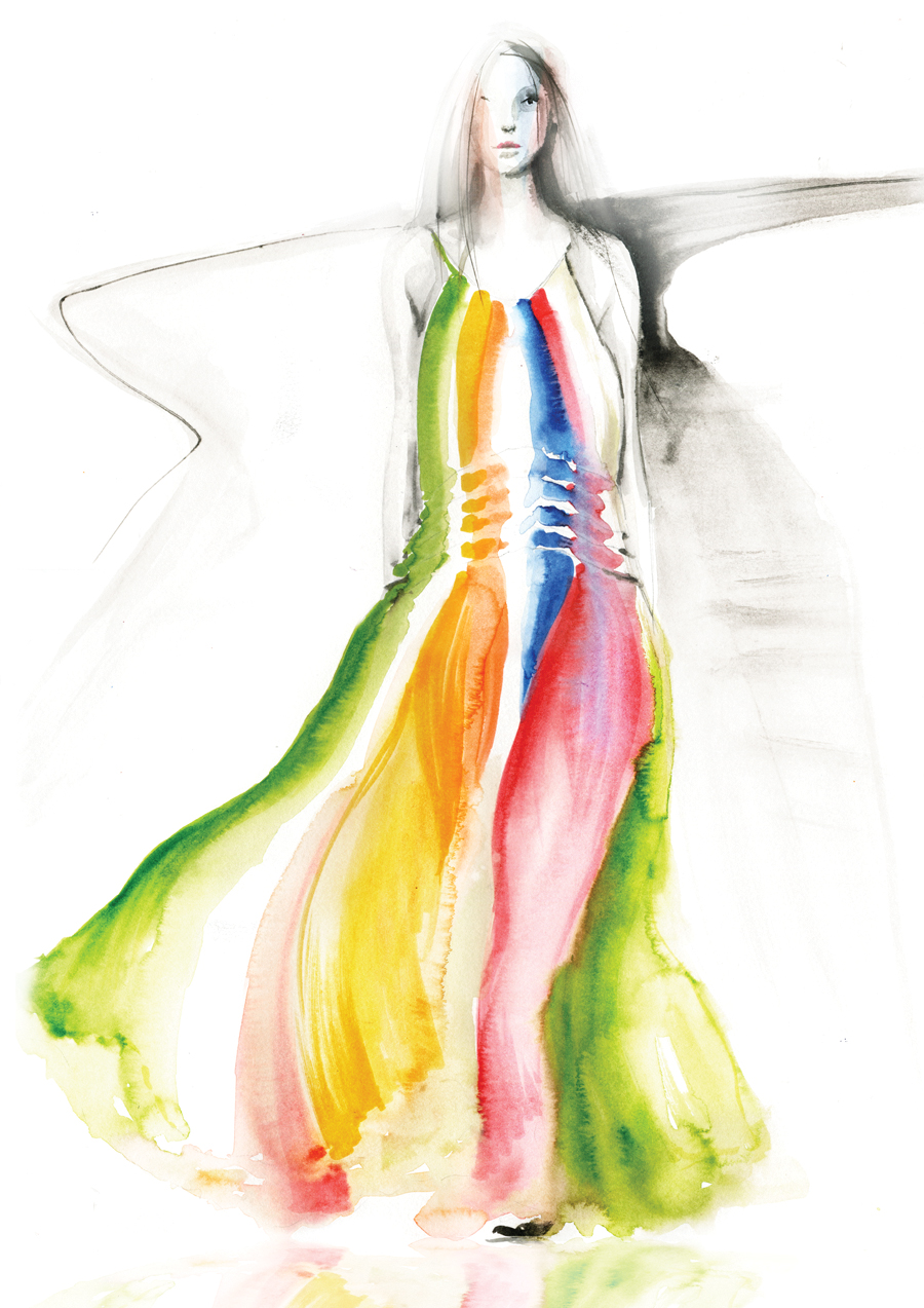 900x1273 watercolour fashion illustration chloe runway springsummer