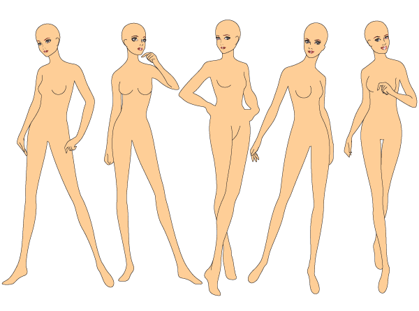 600x445 Fashion Drawing Base Templates Woman's Figure