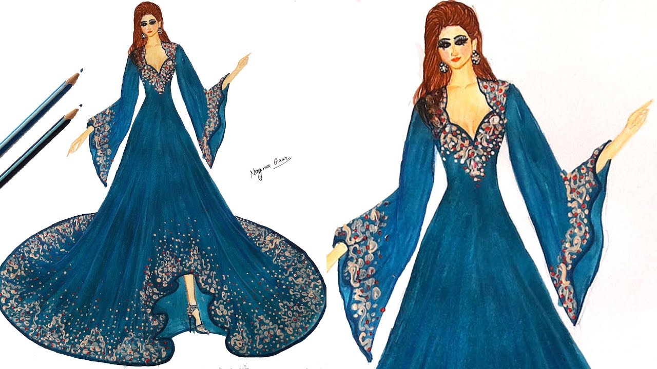 1280x720 How To Draw A Arabic Evening Dress