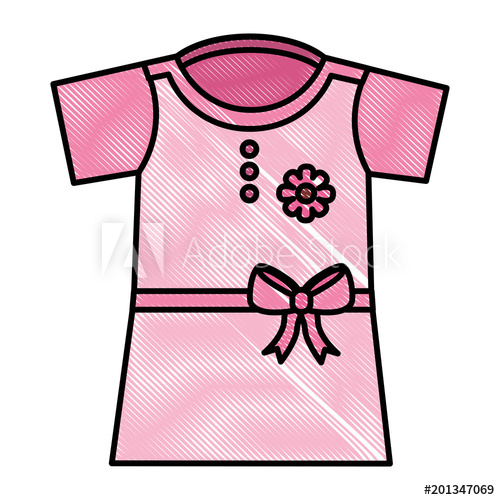500x500 Clothes Baby Girl Fashion Dress Flower Vector Illustration Drawing