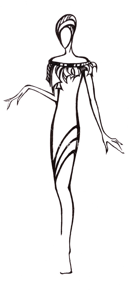 463x1000 Sketch Of Fashion Model
