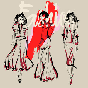 300x298 Sketch Fashion Girls On A White Background Vector Illustration