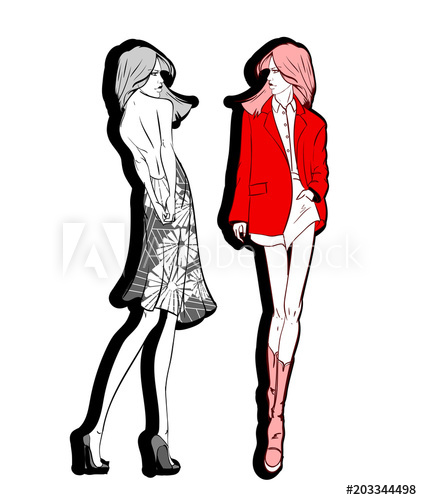 422x500 fashion illustration stylish fashion models fashion girls set