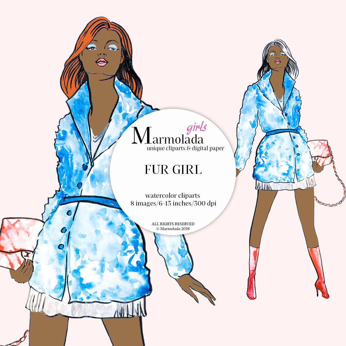 1200x1200 Winter Girl Clipart Watercolor Clip Art Fashion Girl Planner Etsy