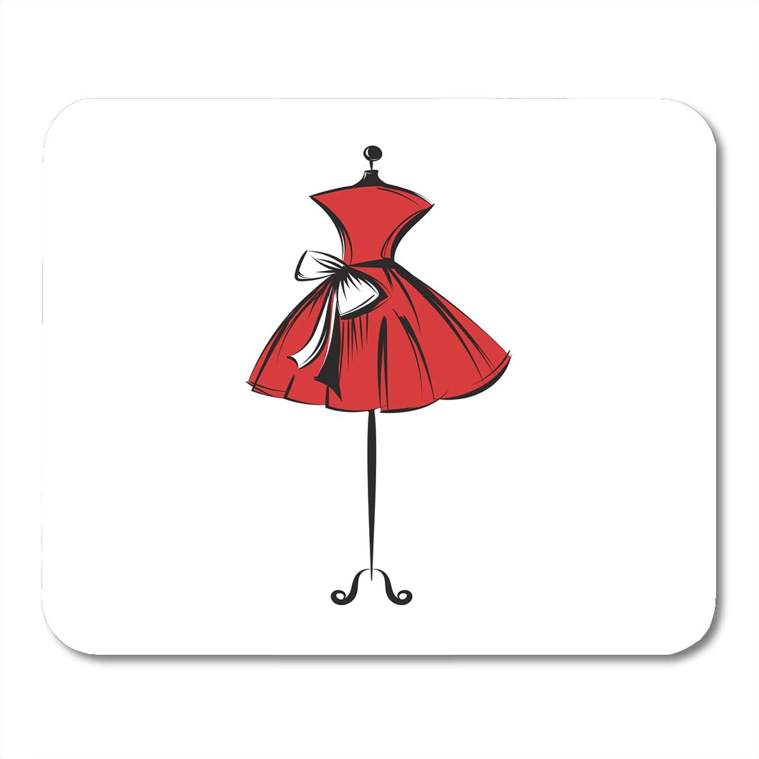 1100x1100 Nakamela Mouse Pads Sketch Red Dress Ball Gown Short