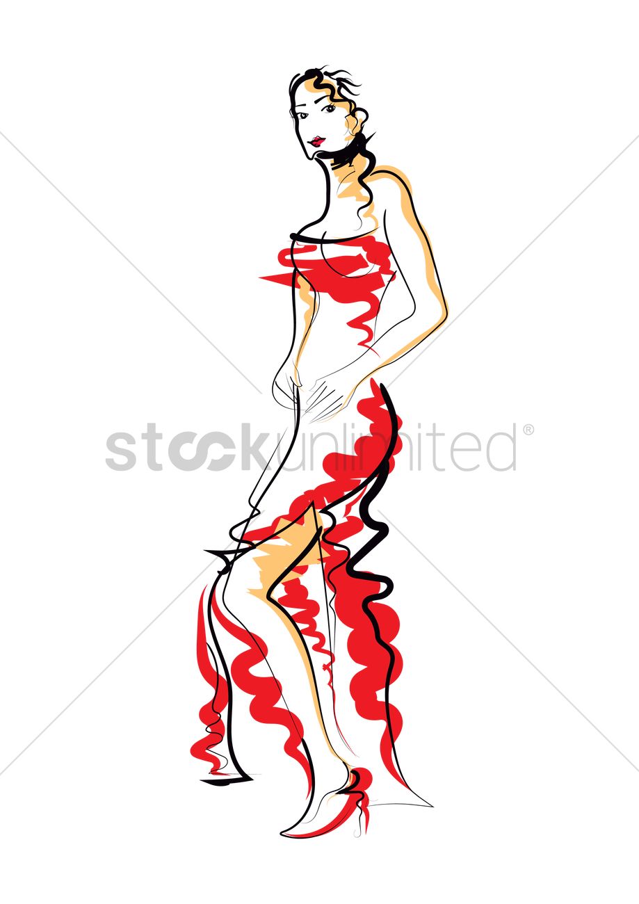 919x1300 Fashion Model Sketch Vector Image