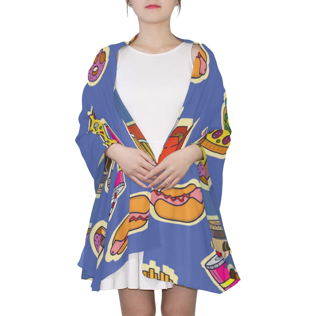 1200x1200 Fast Food Hamburg Pizza Fries Drawing Unique Fashion Scarf