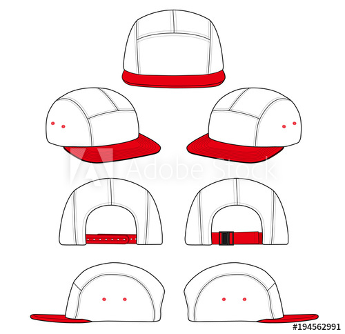 500x484 Camp Cap Fashion Flat Technical Drawing Template