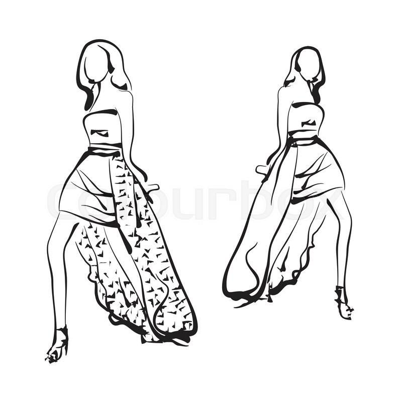 796x800 Fashion Models Sketch Hand Drawn Stock Vector Colourbox