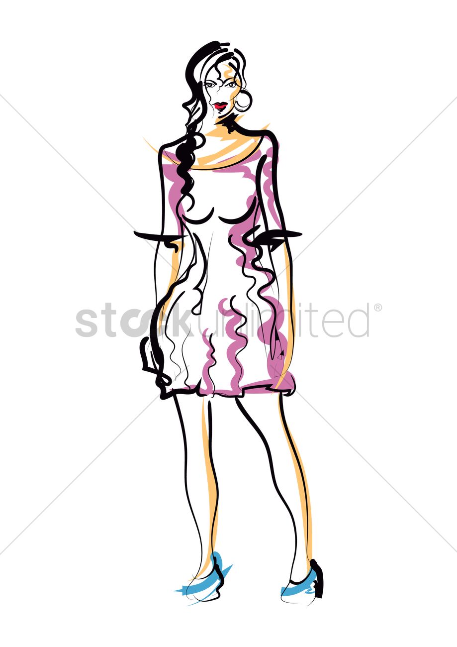 919x1300 Fashion Model Sketch Vector Image