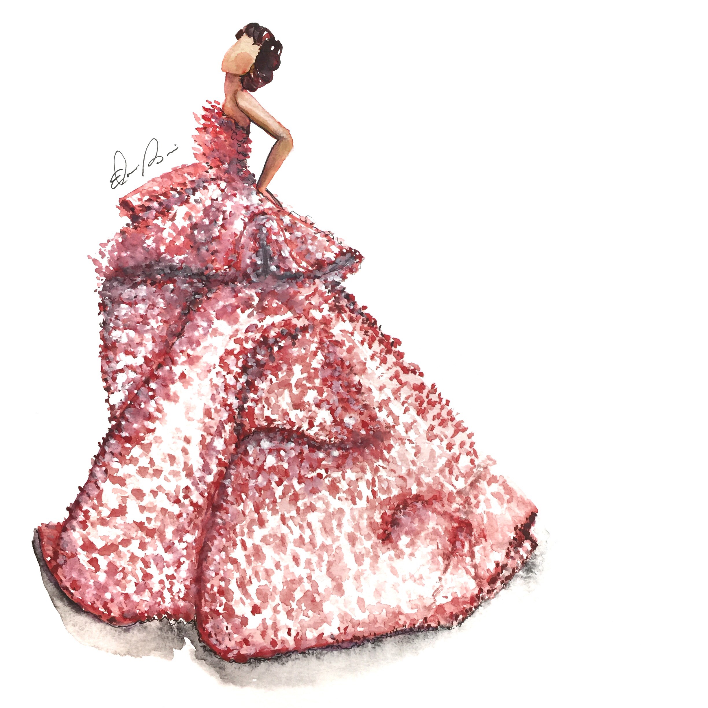 2448x2448 Ralph Russo Watercolor Fashion Illustration Elaine Biss