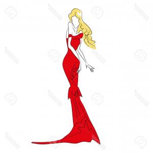 300x300 Photostock Vector Vector Fashion Sketch Beautiful Model Walking