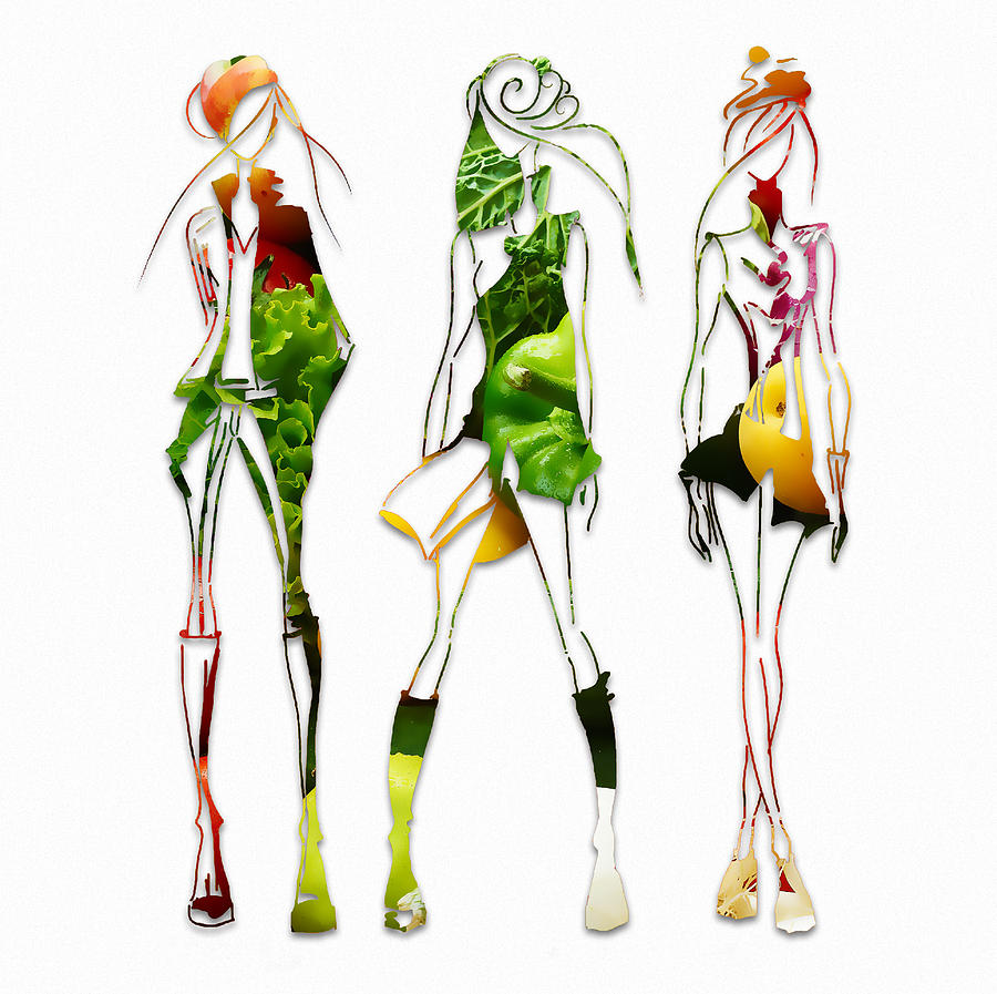 900x897 runway models salad fashion show mixed media