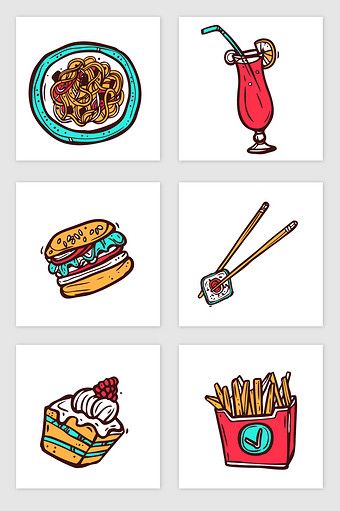 340x511 Cute Cartoon Line Drawing Fast Food Vector Material Pikbest