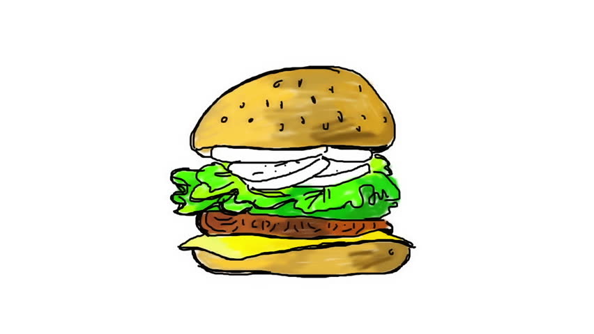 852x480 Handmade Doodle Drawing Animation Hamburger Stock Footage