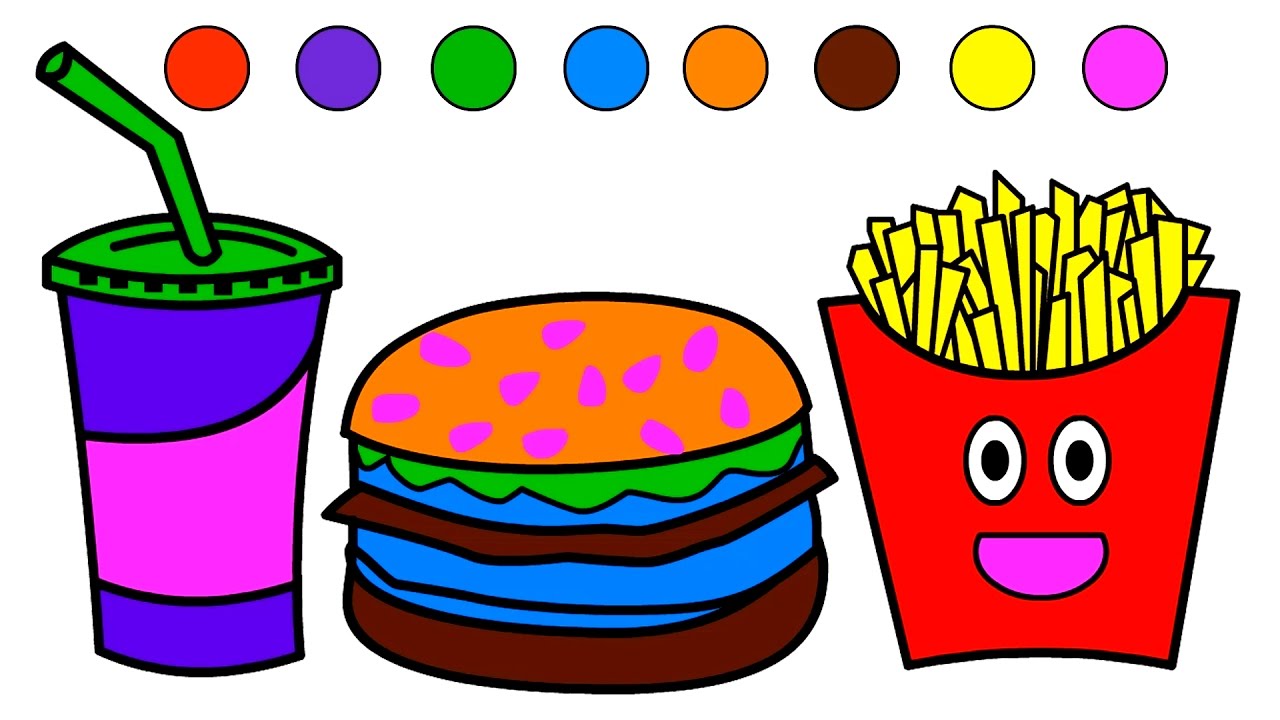 1280x720 Learn Colors For Kids With Fast Food Coloring