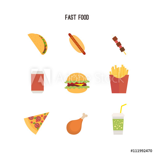 500x500 Set Of Fast Food Products Can Be Used For Menus Or Advertising