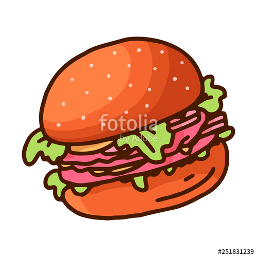 500x500 Vintage Sketch Illustration With Doodle Burger On White Background
