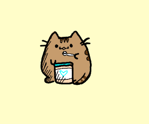 300x250 Fat Cat Eating Ice Cream