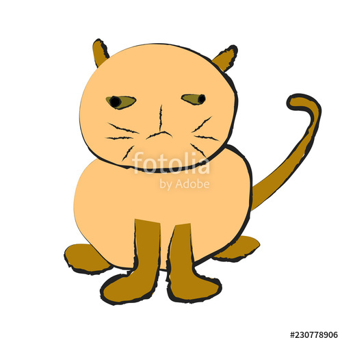 500x500 Funny Fat Cat On White Background, Vector Drawing Image Stock