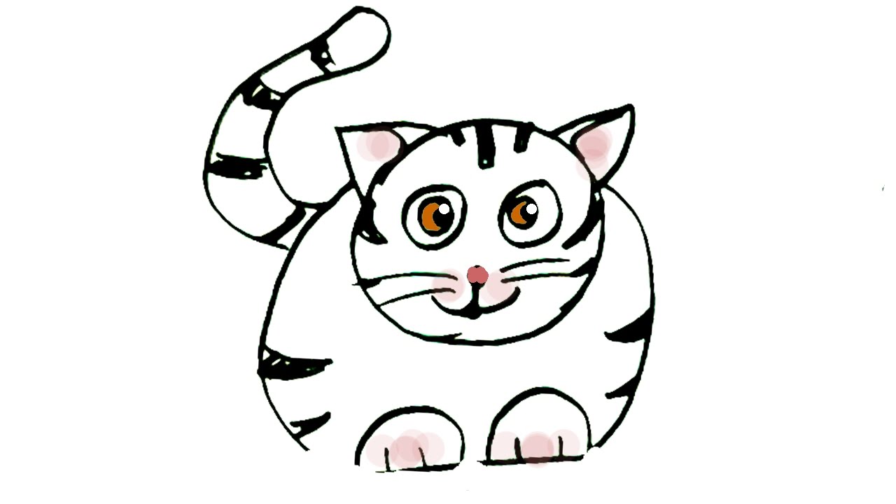 1280x720 How To Draw A Fat Cat In Easy Steps For Children Beginners
