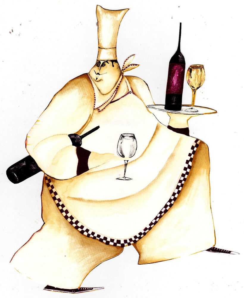 820x1000 Fat Chef Glasses Wine Kitchen Prepasted Wall Border Cut Out