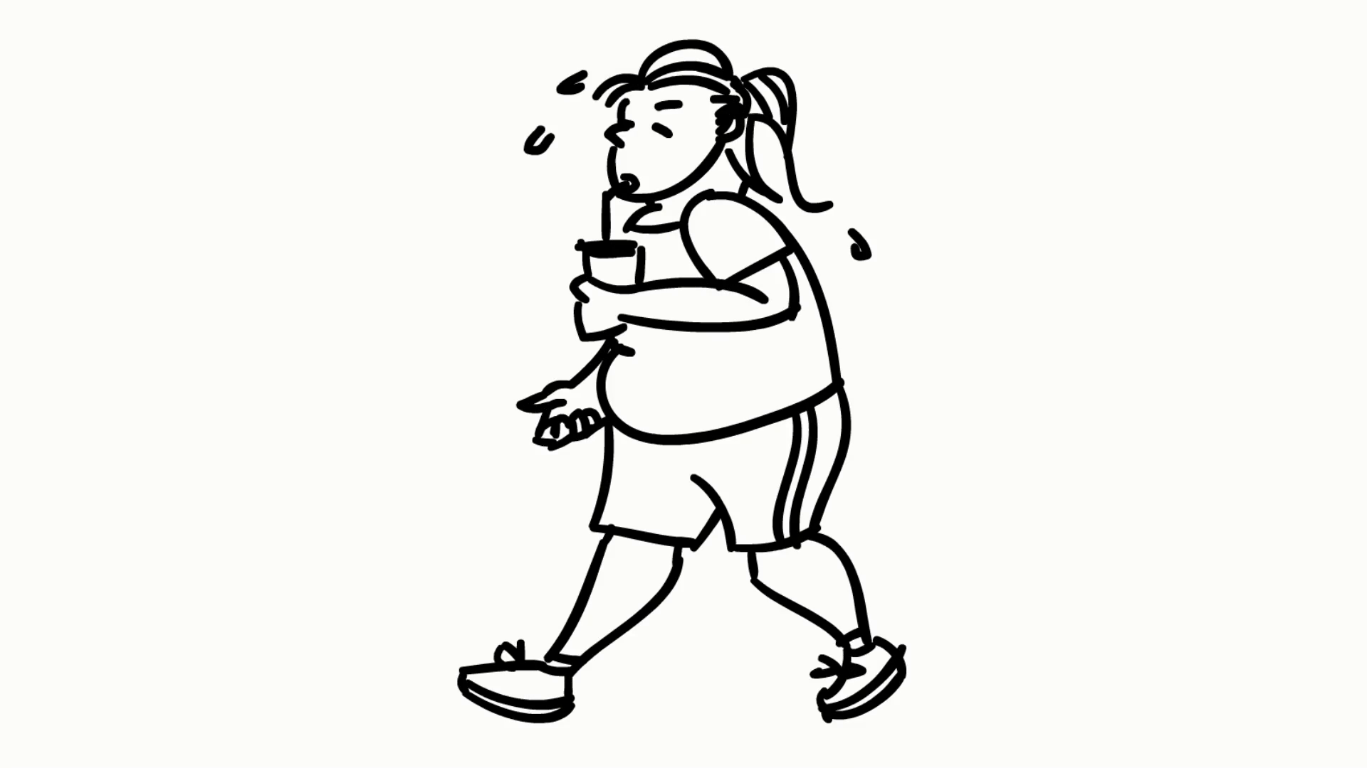 1920x1080 Fat Girl Drinking Unhealthy Drink Sketch Line Drawing Illustration