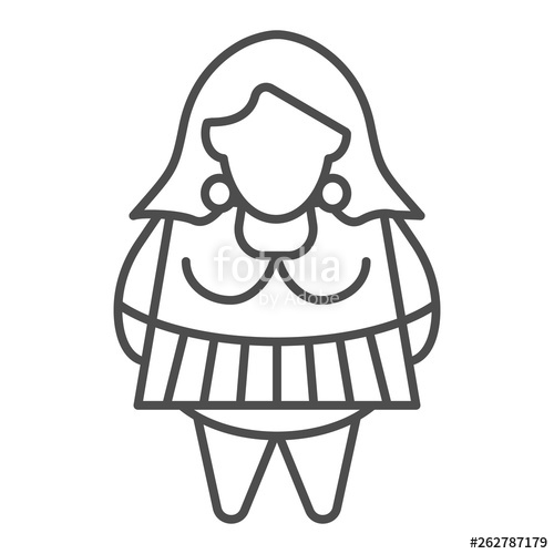 500x500 Fat Girl Thin Line Icon Body Positive Vector Illustration