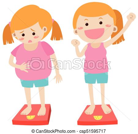 450x439 losing weight theme with fat and thin girl illustration