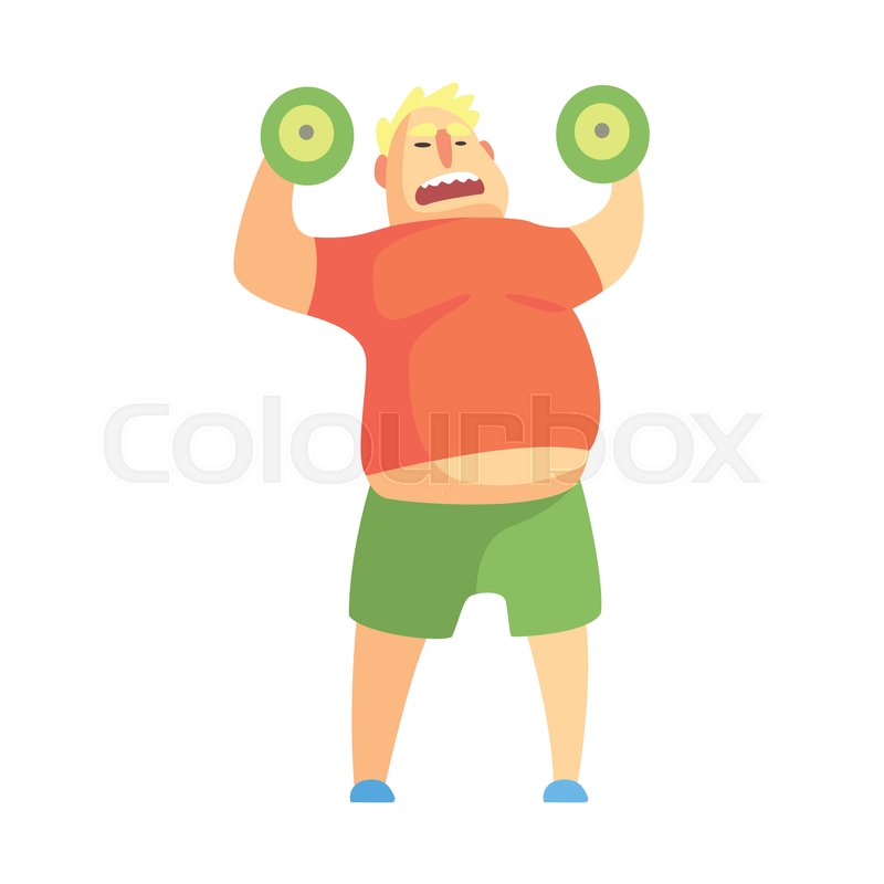800x800 Funny Chubby Man Character Doing Gym Stock Vector Colourbox