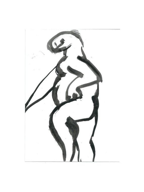 570x760 Items Similar To Black And White Art Original Woman Drawing, Fat