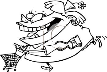 350x235 Royalty Free Clipart Image Black And White Cartoon Of A Fat Lady