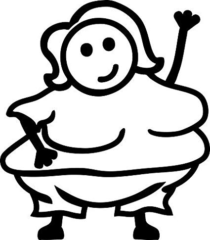425x485 Stick Family Lady Fat Sticker White