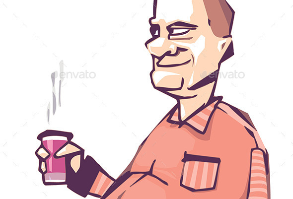590x401 Fat Man Is Drinking Coffee