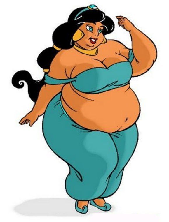 579x762 Fat Cartoon Lady Group With Items