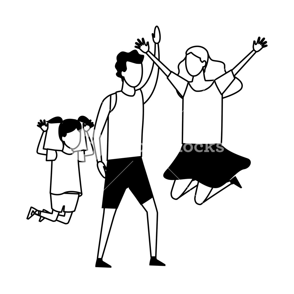 1000x1000 Family Father And Mother Jumping With Daughter Vector Illustration