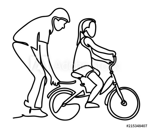 500x434 Caring Dad Teaching Daughter To Ride Bike For The First Time