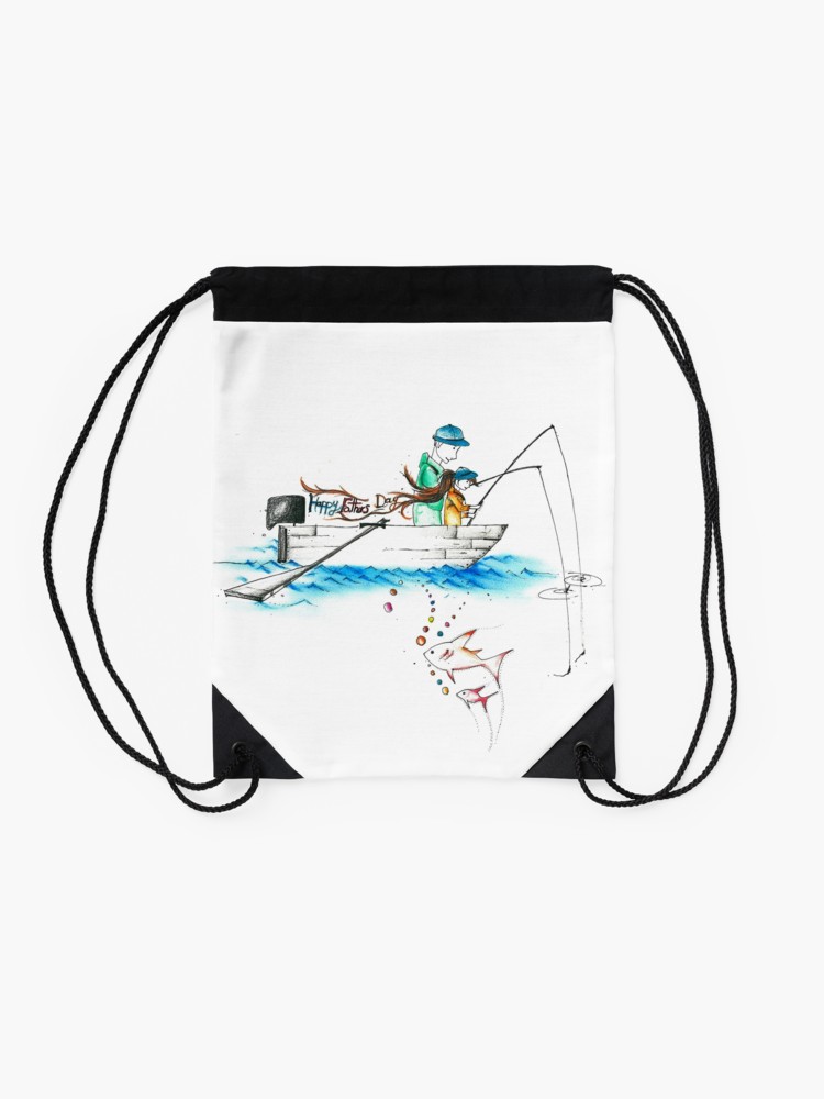 750x1000 Father And Daughter Drawing, Happy Fathers Day Drawstring Bag