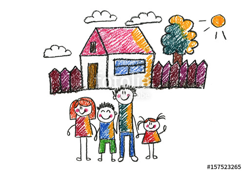 500x354 Kids Drawing Happy Family Mother, Father, Sister, Brother Happy