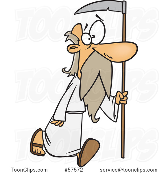 581x600 Cartoon Father Time Walking With A Scythe