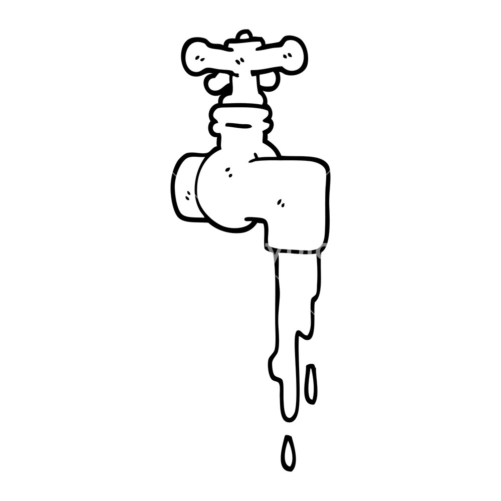1000x1000 Black And White Cartoon Dripping Faucet Royalty Free Stock Image