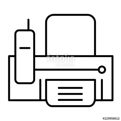 500x500 Fax Thin Line Icon Print Vector Illustration Isolated On White