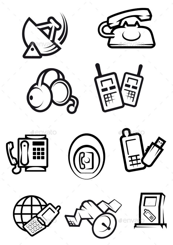 590x834 telephone technology icons with silhouettes of smartphones, dial