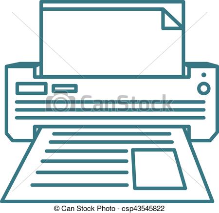 450x436 printer linear illustration printer or fax machine with half
