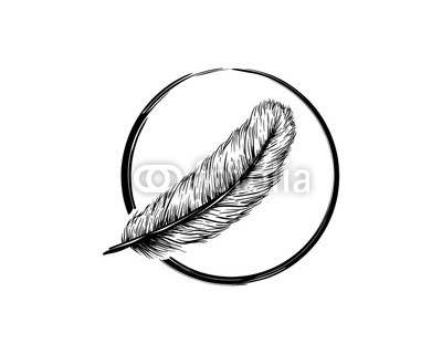 400x320 Line Art Circle With Feather Beauty Hand Drawing Symbol Logo